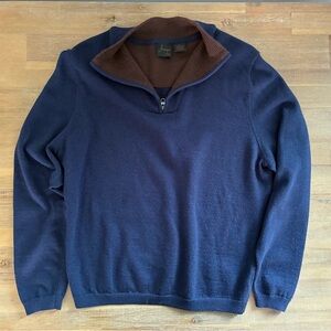 Joseph Men's Navy Sweater with Brown Collar